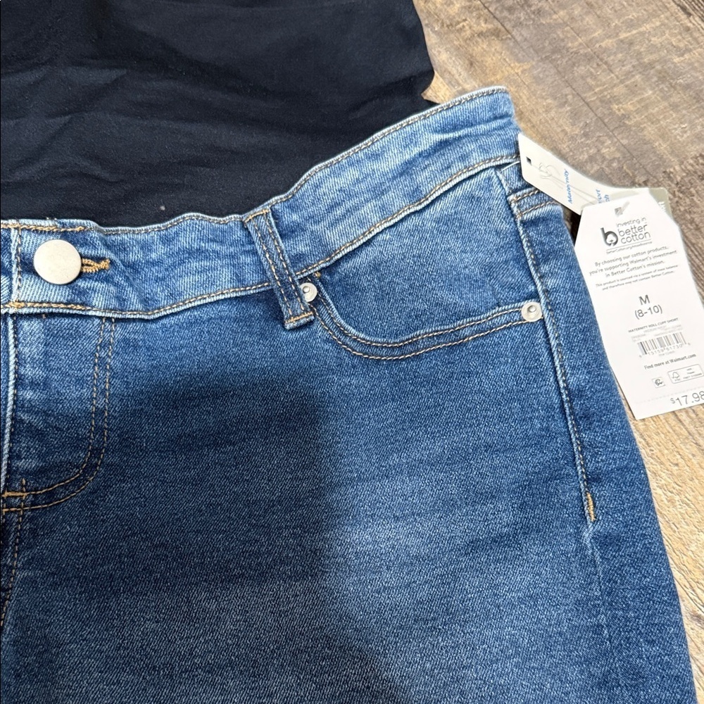 Denim Blue Women's maternity Shorts - Picture 3 of 9